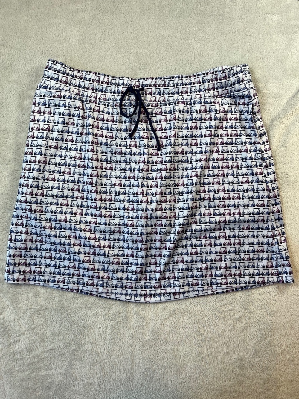 Coral Bay Golf Skort sz L Pockets Golf Cart Pattern Blue Purple Elastic Waist